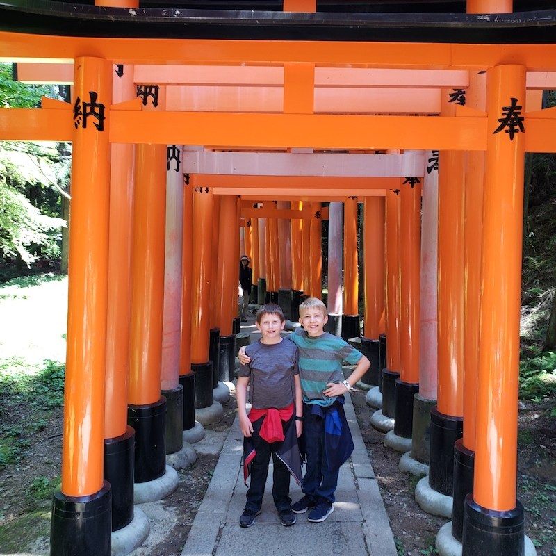 Boys hiking at Inari