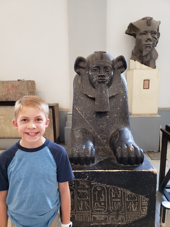Sphinx with a ram's head in the Egyptian Museum in Cairo, Egypt.