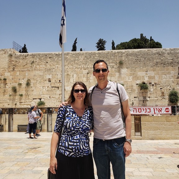 Visiting the Western Wall in Jerusalem, Israel.