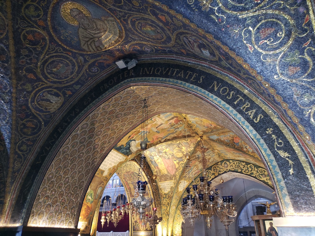 Inside the Church of the Holy Sepulcher in Jerusalem, Israel.