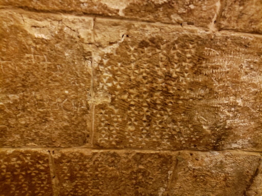 Crusader era graffiti inside the Church of the Holy Sepulcher in Jerusalem, Israel.