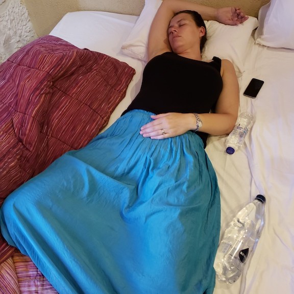 Exhausted from exploring Jerusalem, Israel.