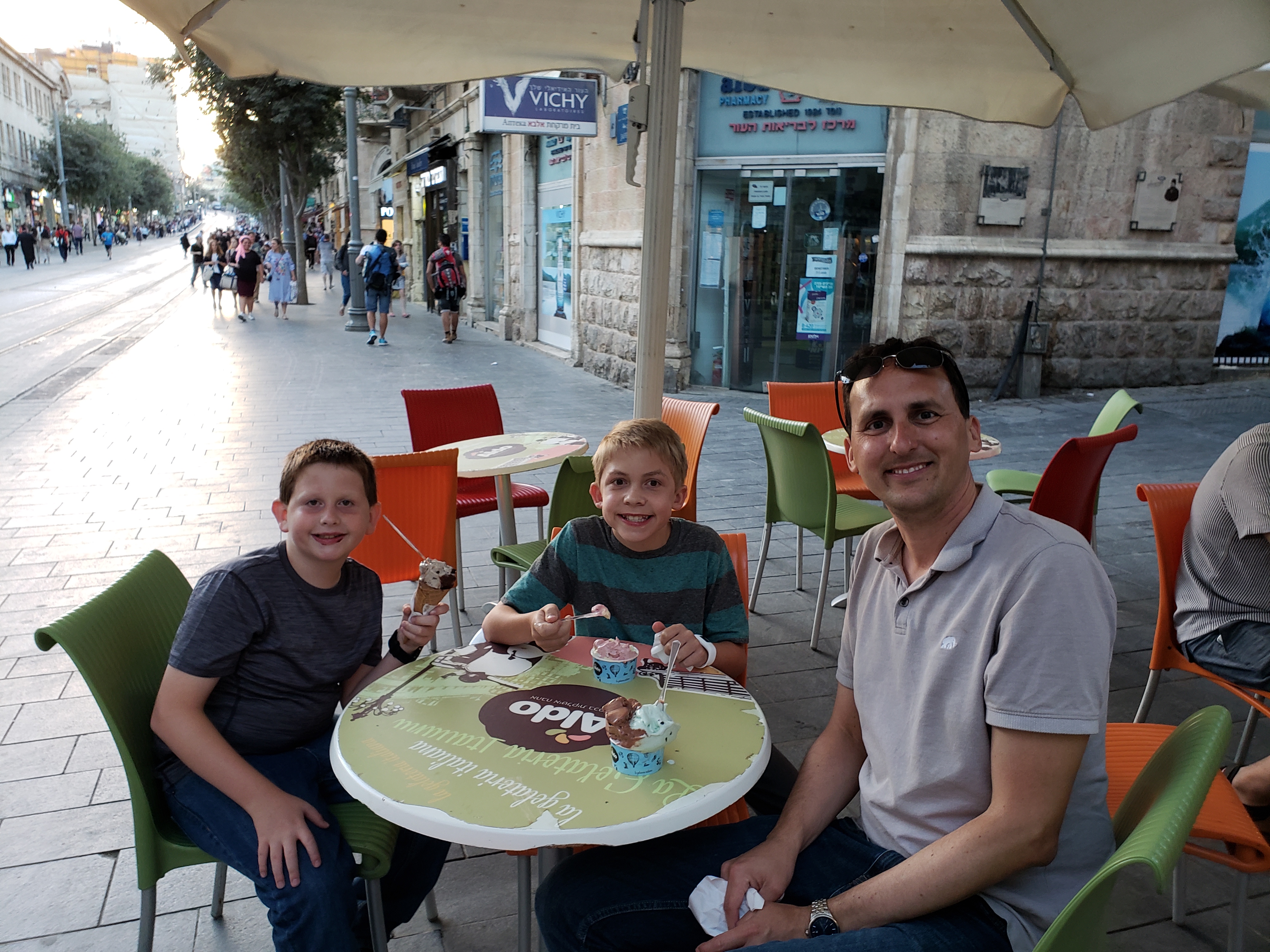 Eating ice cream in the New City in Jerusalem, Israel.
