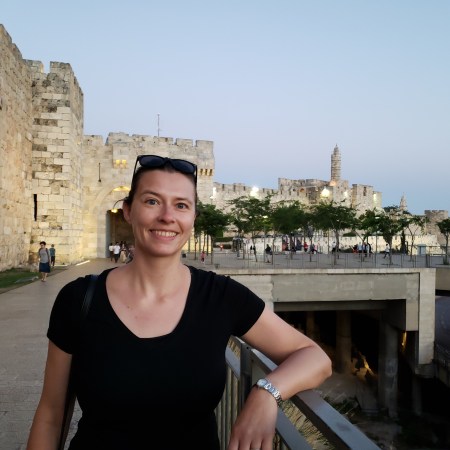 Walking outside the city walls in Jerusalem, Israel.