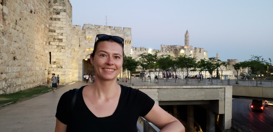 Walking outside the city walls in Jerusalem, Israel.