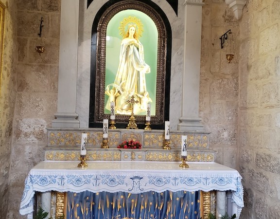 An alter in the Church of Saint Catherine in Bethlehem.