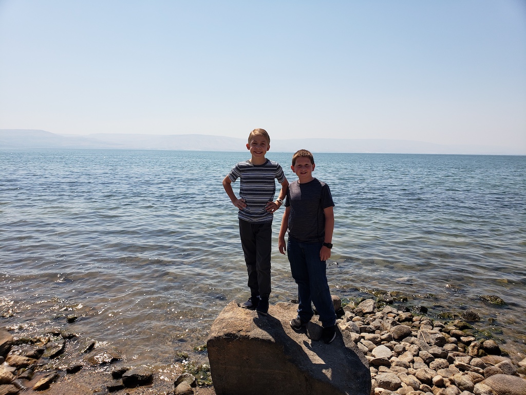 Beach near the Church of the Multiplication of the Loaves and Fishes and the Church of the Primacy of Saint Peter in Tabgha, Israel.