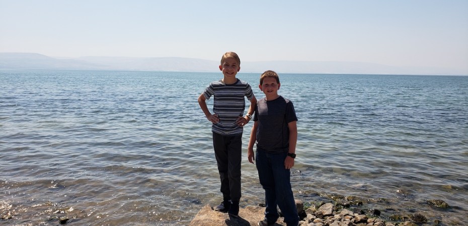 Beach near the Church of the Multiplication of the Loaves and Fishes and the Church of the Primacy of Saint Peter in Tabgha, Israel.
