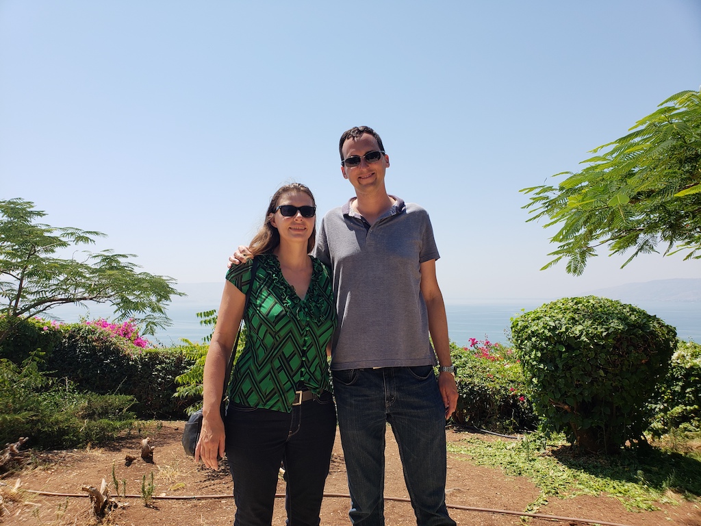 Nice view of the water from the Italian Monastery near the location of the Sermon on the Mount in Israel.