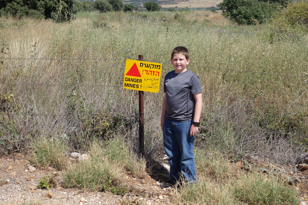 Landmine sign in Banias Nature Reserve in Israel.