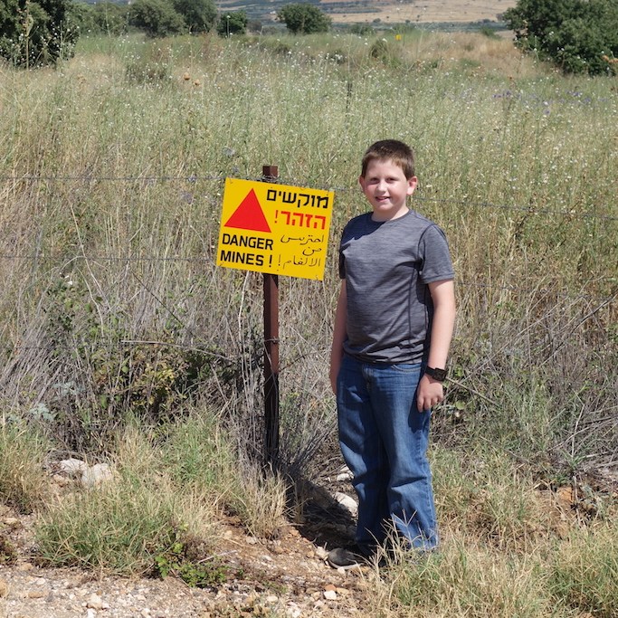 Landmine sign in Banias Nature Reserve in Israel.