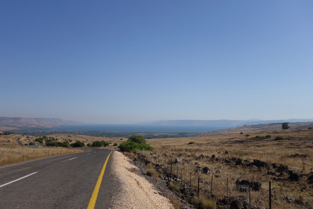 View of the Sea of Galilee while driving.