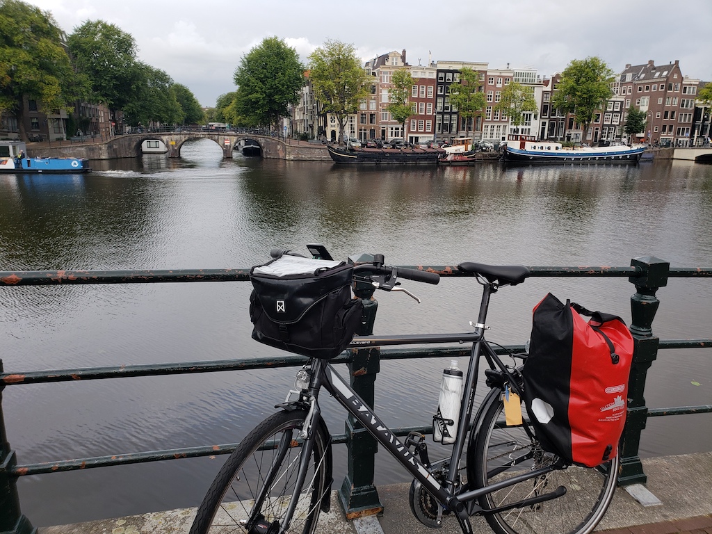 Biking in Amsterdam, Netherlands.