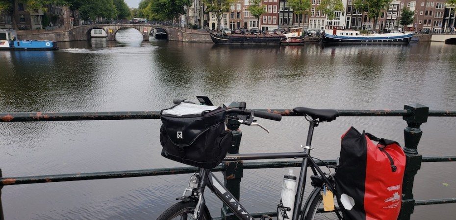 Biking in Amsterdam, Netherlands.