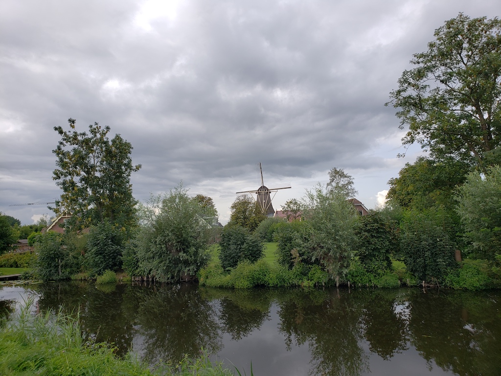 Biking from Amsterdam to Gouda in the Netherlands.