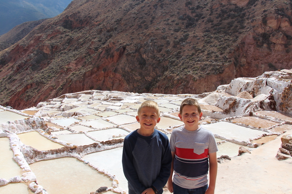 Visiting the salt mines in Moras in the Sacred Valley, Peru.