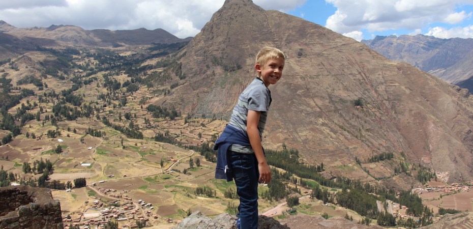 Hiking above in Pisac in the Sacred Valley of Peru.