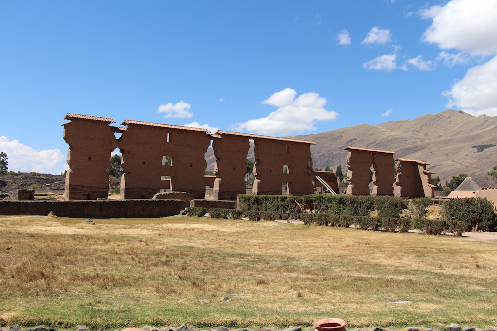 Exploring the ruins of Raqch’i, an Inca archaeological site, while taking a tourist bus tour from Cusco to Puno/Lake Titicaca