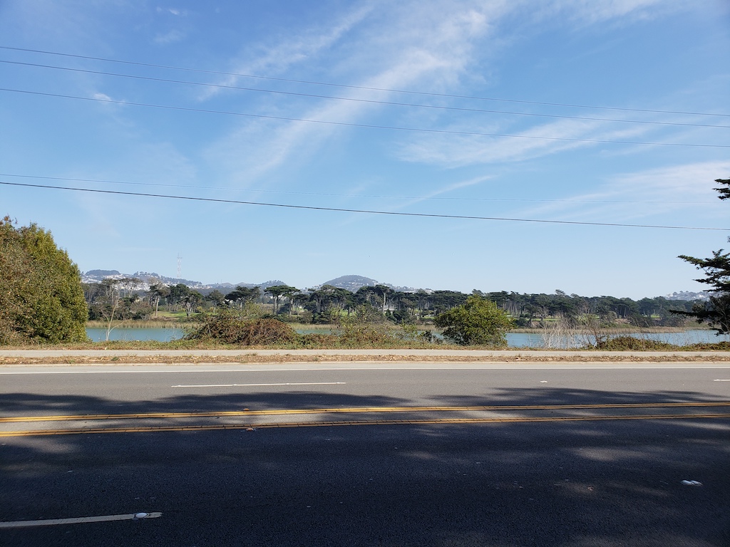 Biking fromSan Francisco to Half Moon Bay in California.