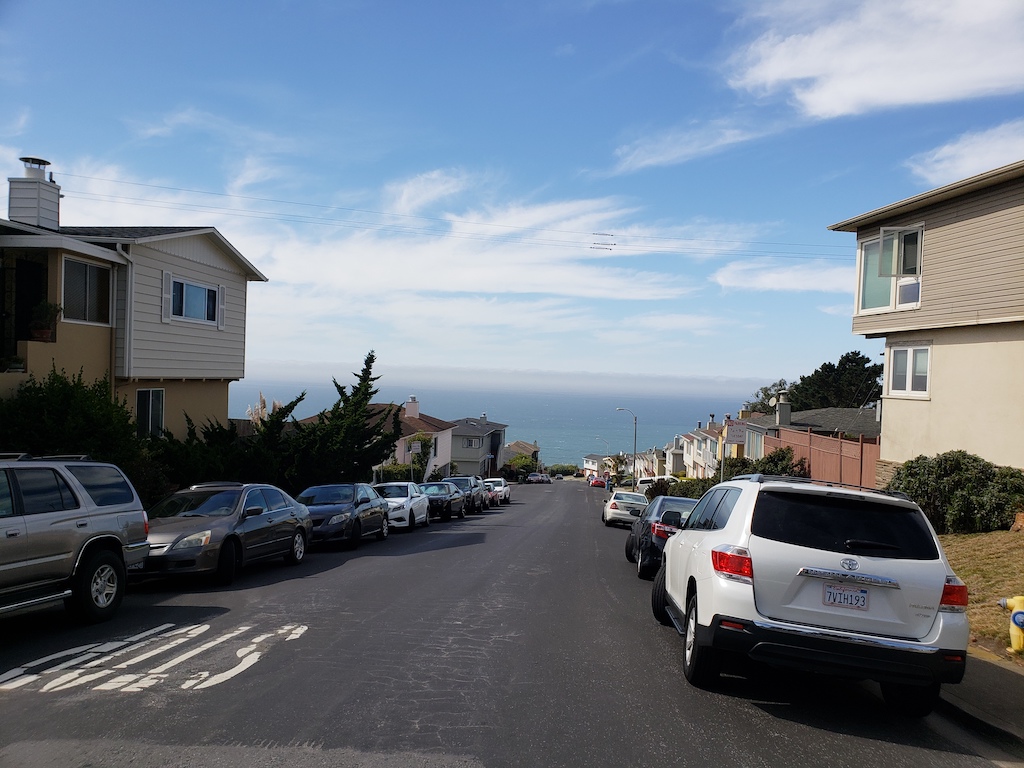 Daly City while biking from San Francisco to Half Moon Bay in California.