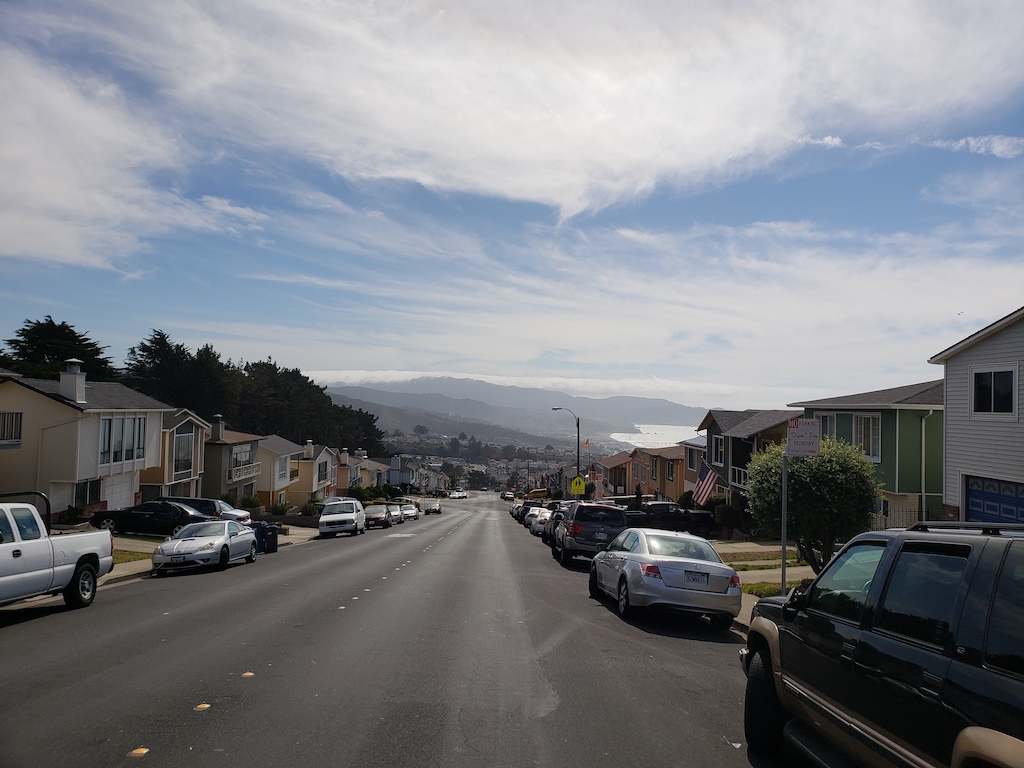 Biking fromSan Francisco to Half Moon Bay in California.