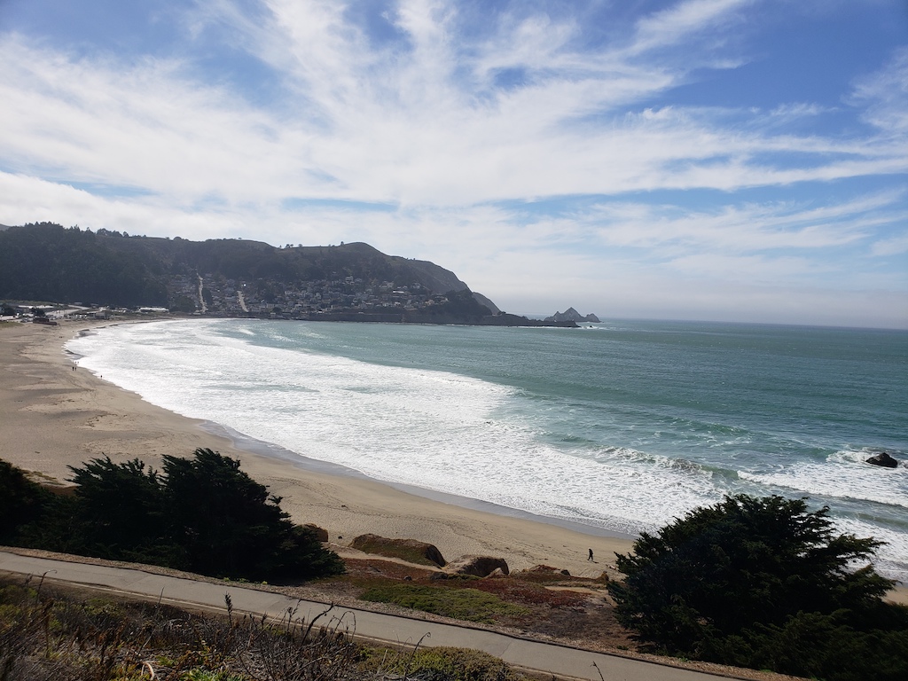 Beach while biking from San Francisco to Half Moon Bay in California.