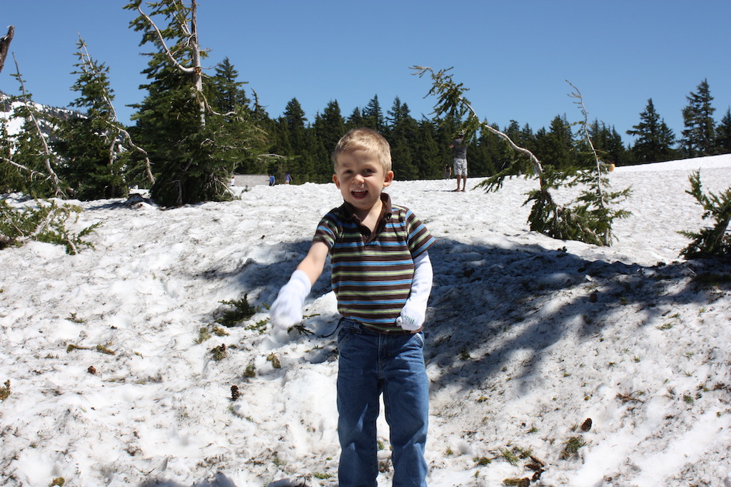 Makeshift gloves while playing in the snow.