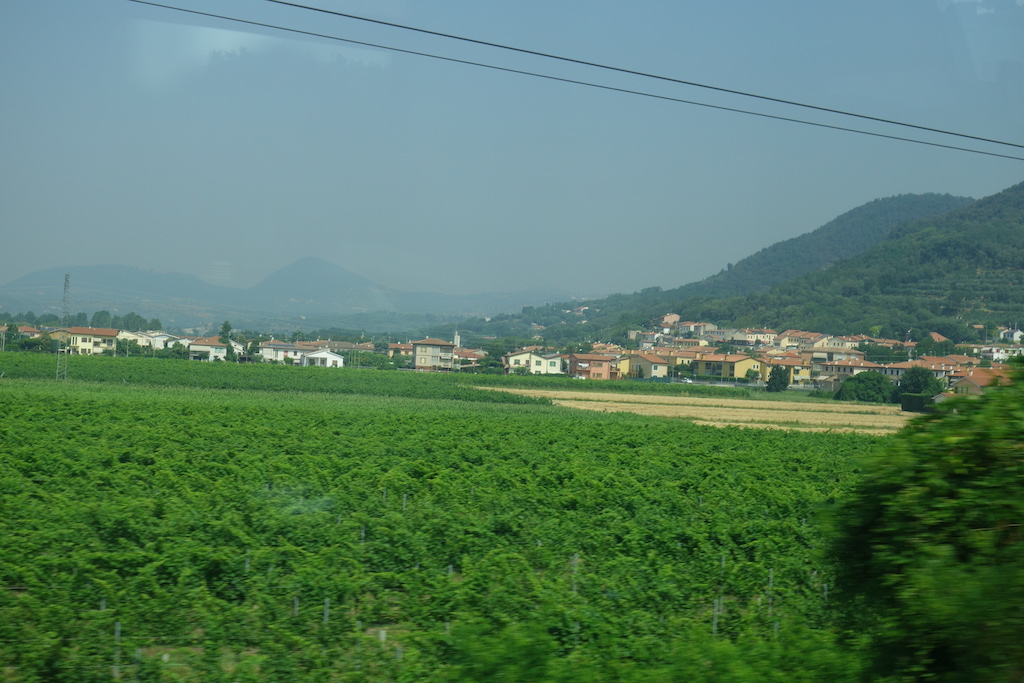 Riding the train in Europe.