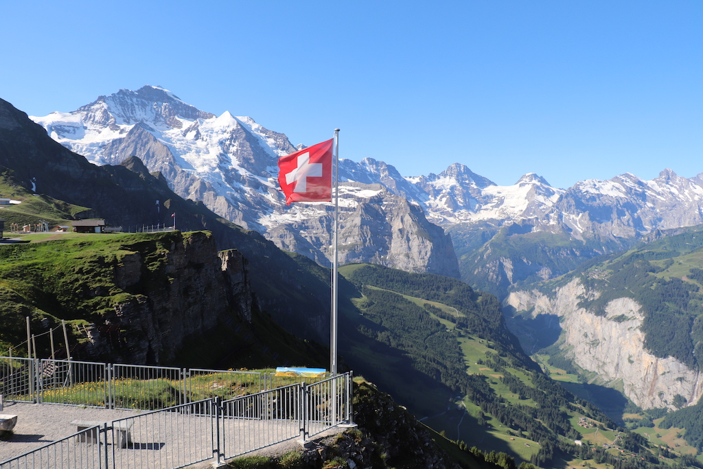 Hiking the Panoramaweg from from Männlichen to Kleine Scheidegg in the Jungfrau Region of Switzerland.