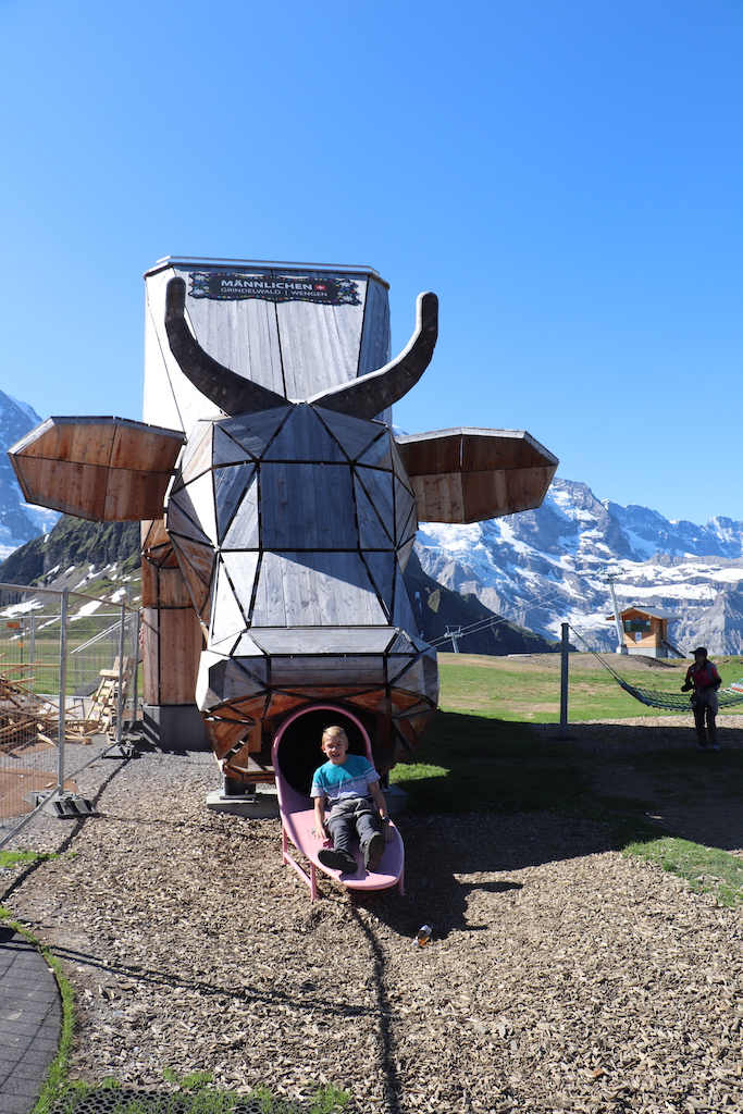 Playground at Männlichen while hiking the Panoramaweg to Kleine Scheidegg in the Jungfrau Region of Switzerland.