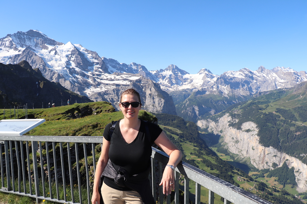 Hiking the Panoramaweg from from Männlichen to Kleine Scheidegg in the Jungfrau Region of Switzerland.