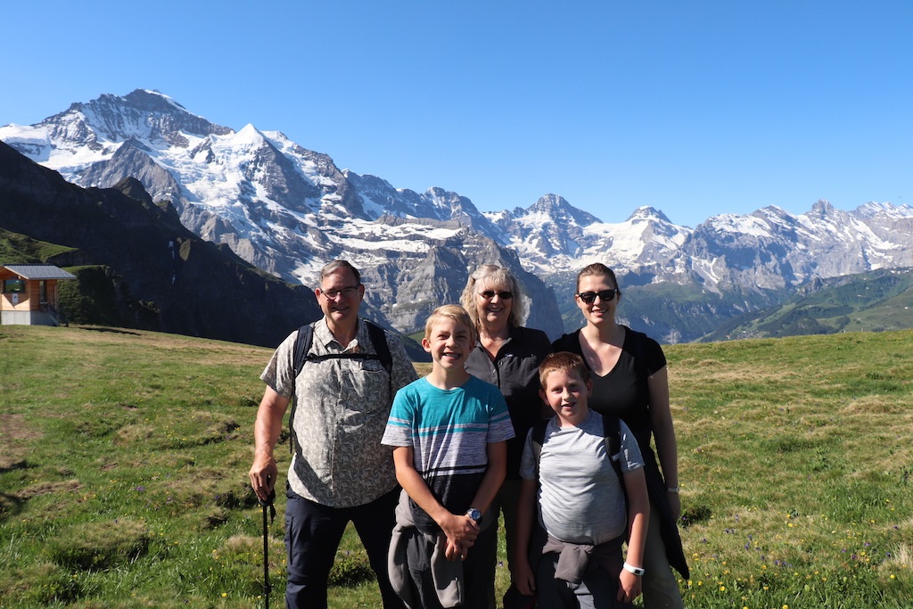 Hiking in the Swiss Alps in the Jungfrau Region of Switzerland.