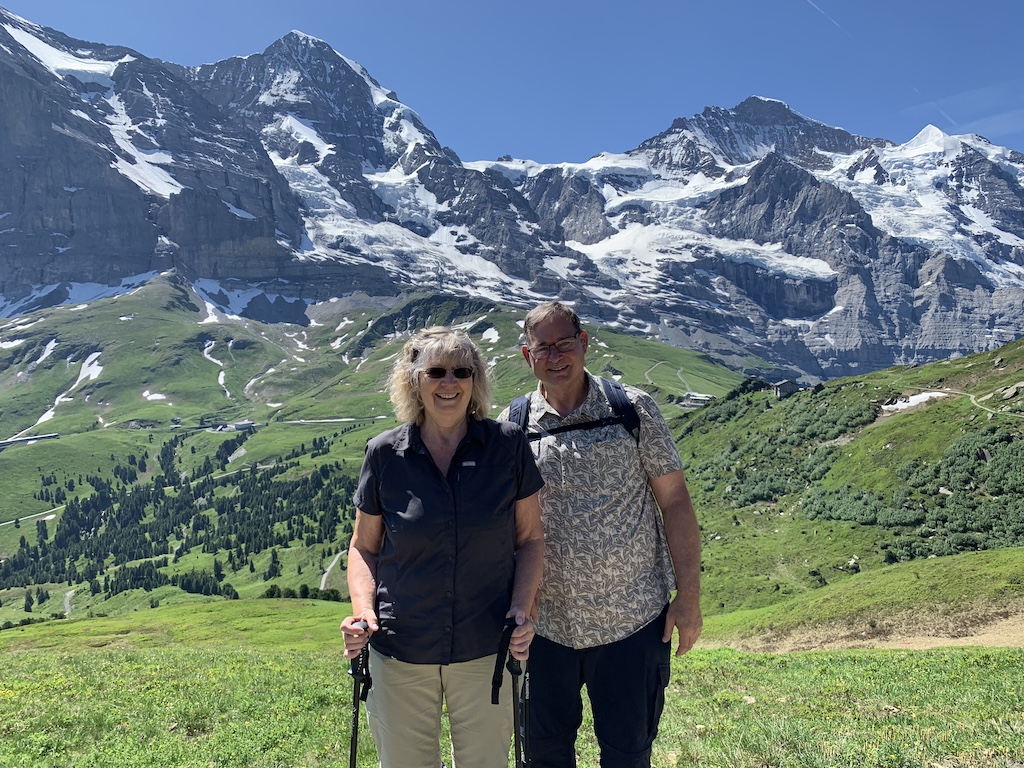 Hiking the Panoramaweg from from Männlichen to Kleine Scheidegg in the Jungfrau Region of Switzerland.