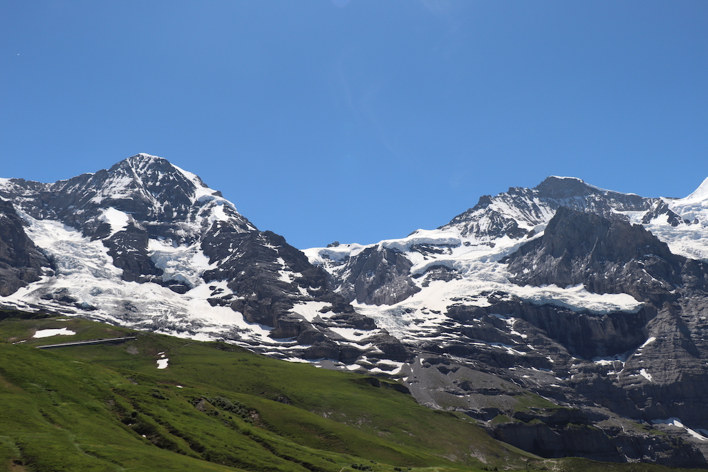 Hiking from Kleine Scheidegg to Wengernalp in the Jungfrau Region of Switzerland.