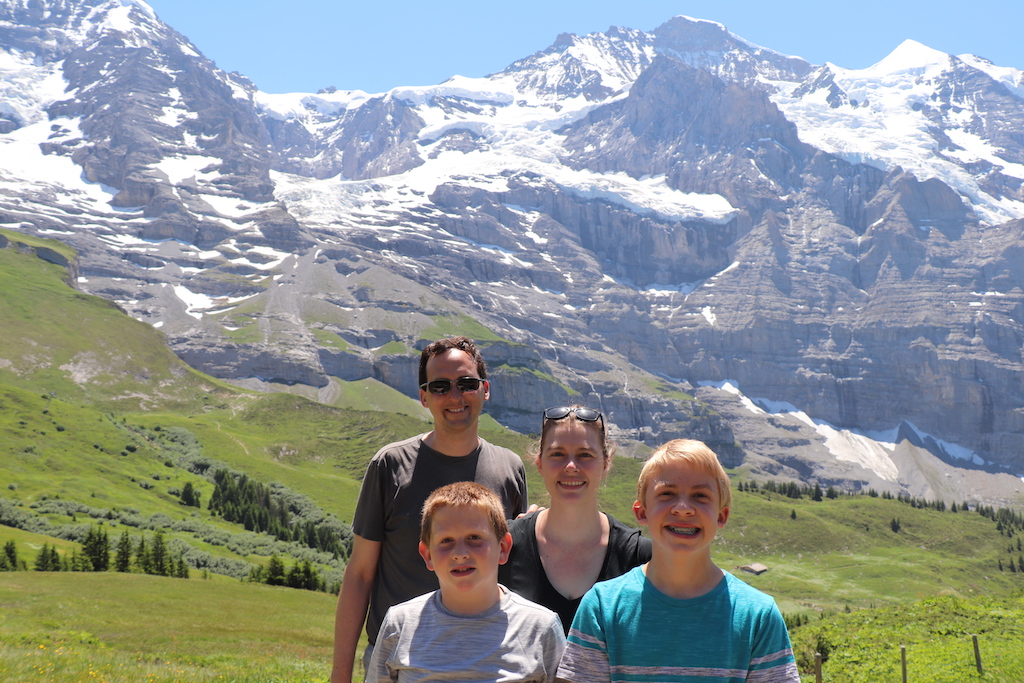 Hiking from Kleine Scheidegg to Wengernalp in the Jungfrau Region of Switzerland.