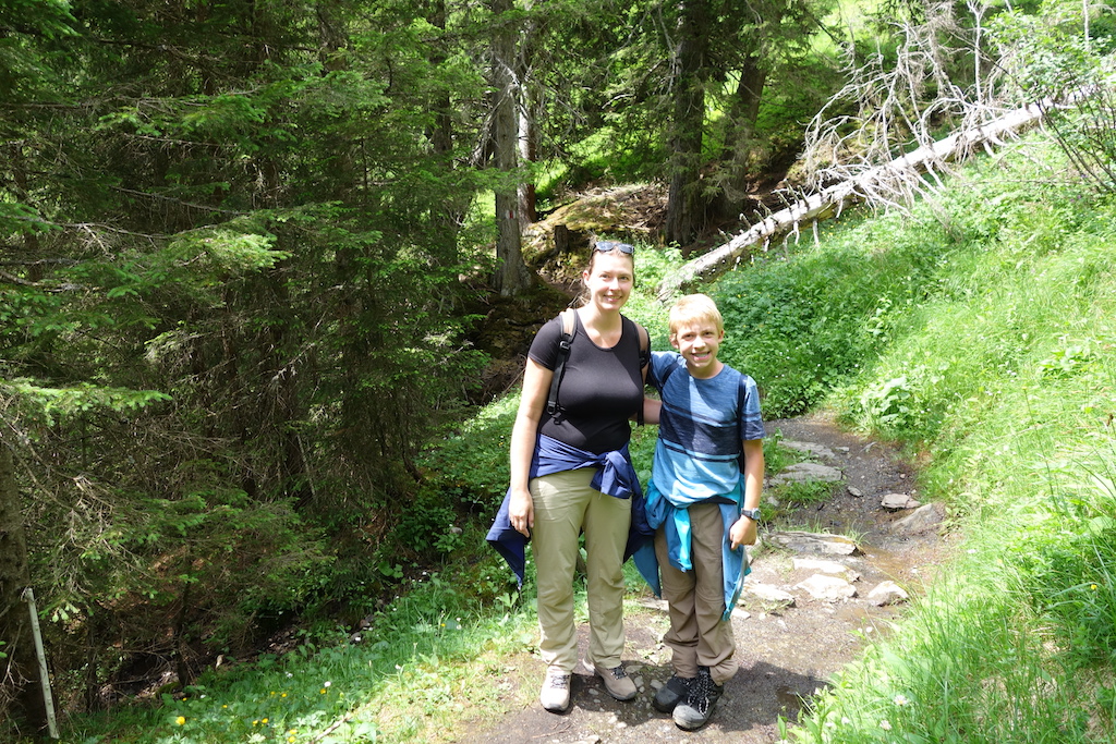 Hiking from Mürren to Gimmelwald in the Jungfrau Region of Switzerland.