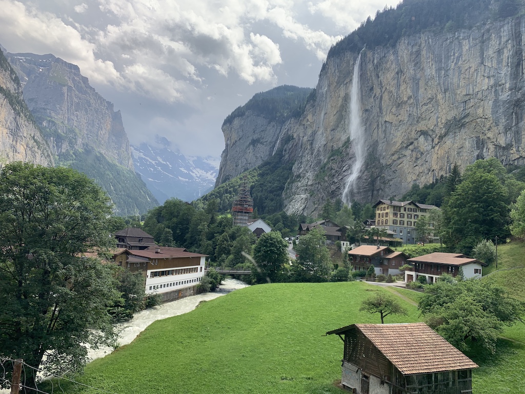 Waterfall in Lauterbrunnen in the Jungfrau Region of Switzerland.