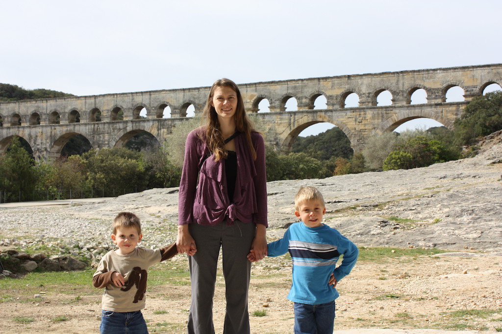 Aquaduct bridge at Pont du Gard in France.
