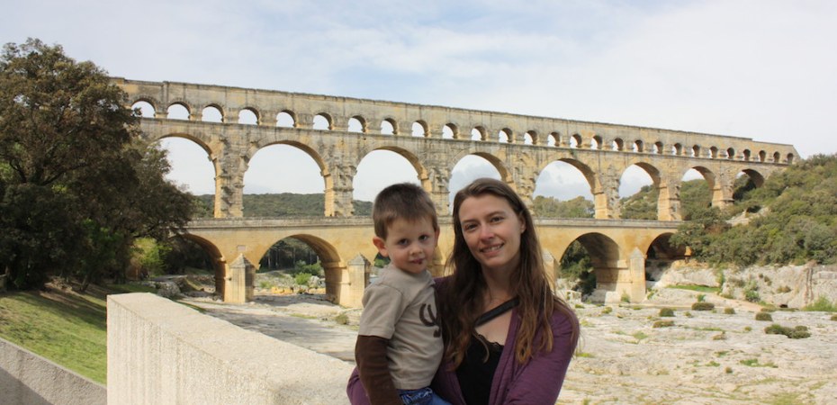 Aquaduct bridge at Pont du Gard in France.