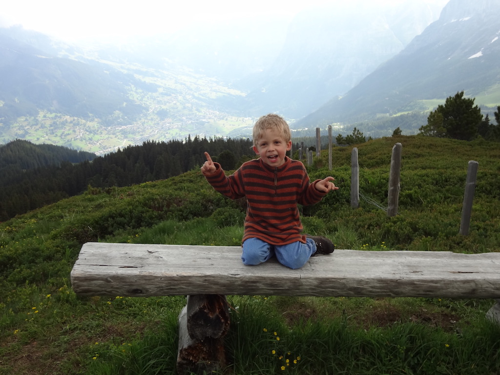 Joyful child in the Jungfrau Region of Switzerland.