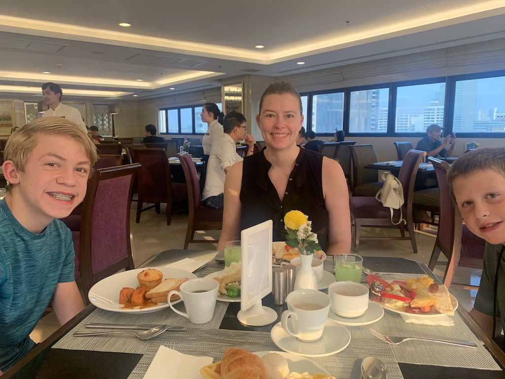 Breakfast at a hotel in Bangkok, Thailand.