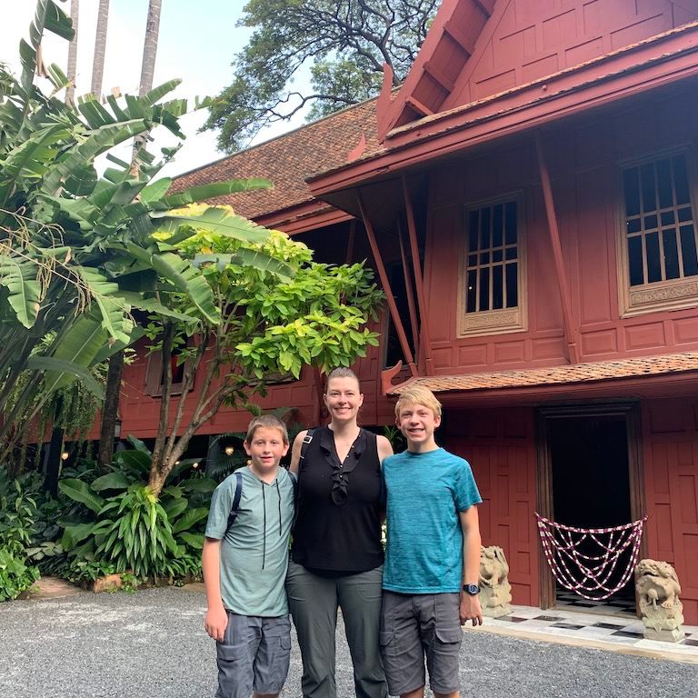 Visiting the Jim Thompson House in Bangkok, Thailand.