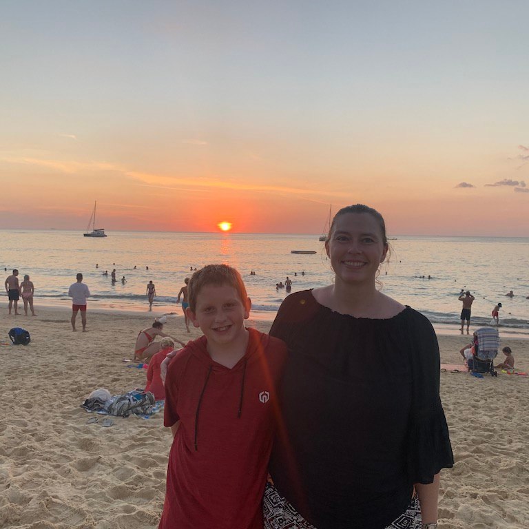 Sunset on Karon Beach in Phuket, Thailand.