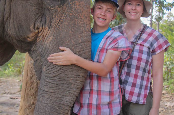 Enjoying the elephants at Maerim Elephant Sanctuary near Chiang Mai, Thailand