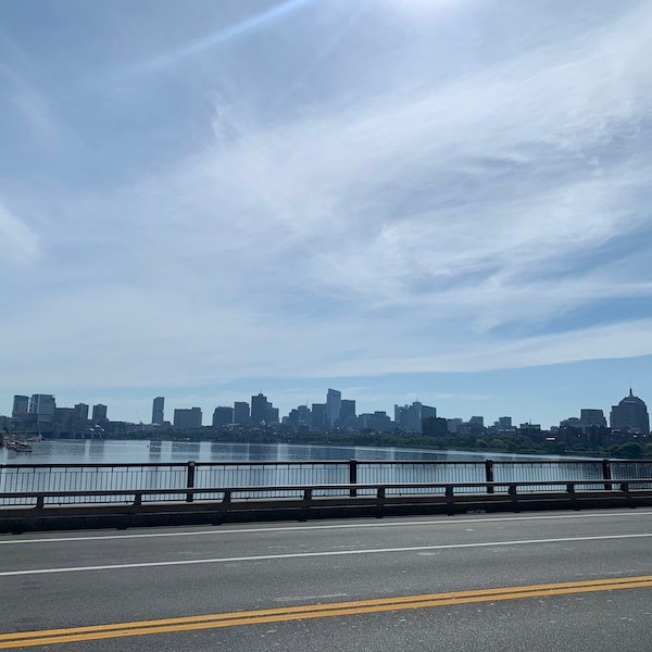 Biking through Boston, Massachusetts.