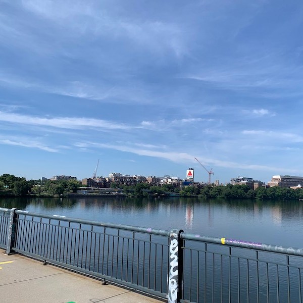 Biking through Boston, Massachusetts.