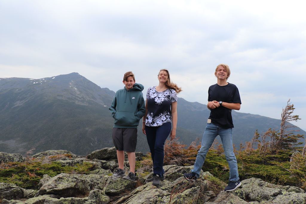 Mom and boys at Mount Washington State Park in New Hampshire.