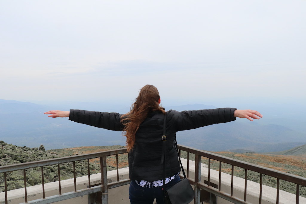 Experiencing the wind at Mount Washington State Park in New Hampshire.