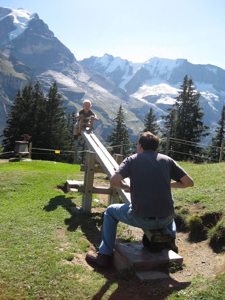 Seesaw in the Jungfrau Region of the Swiss Alps in Switzerland.