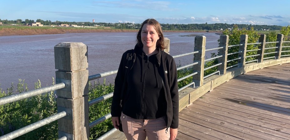 Walking along Riverfront Park in Moncton, New Brunswick, Canada.